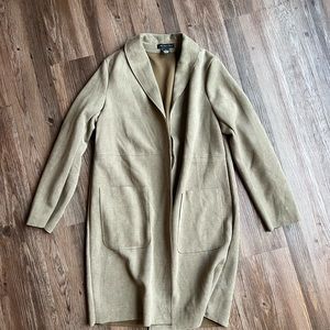 Joan Vass Long Jacket (Suede) Olive Green